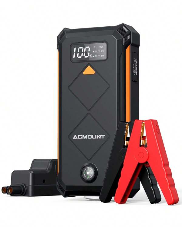 ACMOUNT power bank per avviamento di emergenza, avviatore per auto da 3000 A per veicoli a 12 V, power bank per avviamento con display LCD, torcia a LED, USB, bussola (fino a 10,0 litri di benzina, motori da 8,0 litri) avviatore di emergenza per auto