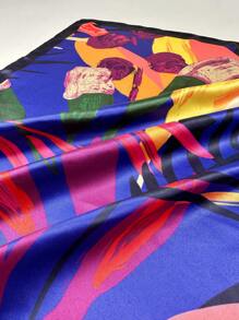 1PC Khăn vuông in họa tiết hoa nhiệt đới thanh lịch cho nữ Bandana Khăn trùm đầu bằng vải satin Phụ kiện tóc - Nhiều màu - Xem 5