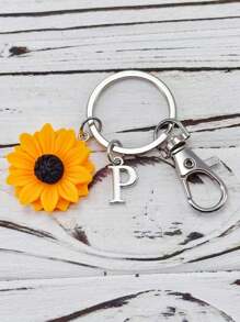 向日葵首字母钥匙扣、个性化向日葵吊坠钥匙扣、向日葵礼物、园艺礼物、自然、向日葵配饰、雏菊花礼物汽车配饰包饰学校字母可爱哥特 Y2k - 黃色 - 查看 7