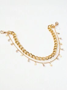 1pc Fashionable Star Pendant Hat Chain - Geometric Pentagram Design, Versatile Baseball Cap Accessory, Suitable For Party And Everyday Styles