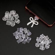 10pcs/Set Silicone Dust Plug/Phone Charging Port Dust Plug/Decoration Pendant/Compatible With Iphone/Type-C/Android Plug - Clear - View 3