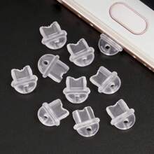 10pcs/Set Silicone Dust Plug/Phone Charging Port Dust Plug/Decoration Pendant/Compatible With Iphone/Type-C/Android Plug - Clear - View 7