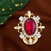 1pc Fashionable Egg Crystal Women Brooch, Gold Plated Christmas Scarf Dress Pin, Birthday Party Valentine Gift