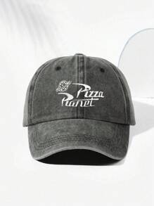 1 件刺绣披萨水洗棒球帽，透气可调节高尔夫网球太阳帽，适合户外夏季时尚弧形帽檐 - 刺繡 - 查看 18