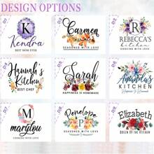 1pc Personalized Floral Print Apron For Women, Custom Apron, Chef's Gift, BBQ Apron, Baking Gift, Gift For Mom, Daughter, Kitchen,Season Picks,Home Textile,Customized Aprons