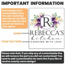 1pc Personalized Floral Print Apron For Women, Custom Apron, Chef's Gift, BBQ Apron, Baking Gift, Gift For Mom, Daughter, Kitchen,Season Picks,Home Textile,Customized Aprons