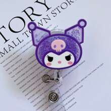 Sanrio 1pc Sparkling KT Cat Rabbit Cartoon Character Retractable Worker Plate Reel - Doctor/Nurse/Teacher Worker Plate