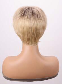 Short Wigs For Women With Bangs Synthetic Hair Synthetic Fiber Mixed Color Pixie Cut Wig Natural Daily Use Hair - Blonde Ombre - View 5