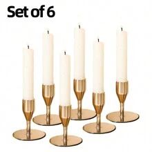 6pcs Metal Candle Holders, Minimalist Luxury Dining Table Decor Candle Holders - Romantic Candlelight Dinner, Simple Style, Suitable For Weddings, Dinners, Parties, Fit 3/4" Thick Candle