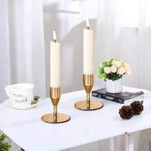 6pcs Metal Candle Holders, Minimalist Luxury Dining Table Decor Candle Holders - Romantic Candlelight Dinner, Simple Style, Suitable For Weddings, Dinners, Parties, Fit 3/4" Thick Candle