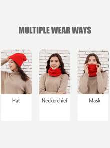 1pc Women's Thickened Fleece Multifunctional Neck Warmer, Cold-Proof Neck Gaiter, Plush Scarf For Autumn/Winter - Red - View 3