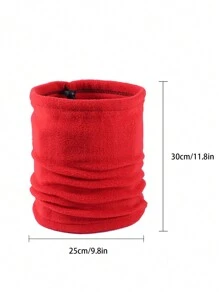 1pc Women's Thickened Fleece Multifunctional Neck Warmer, Cold-Proof Neck Gaiter, Plush Scarf For Autumn/Winter - Red - View 4