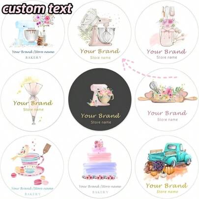 Custom Logo Stickers For Baking & Cake Shops ,Personalize Store Name Sticker Candy Bag Sticker ,Custom Logo Bakery Labels , Personalized Decorative Labels,Handmade Bread Baking Stickers Seal Label-24pcs