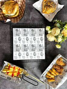 25 张复古印花羊皮纸，不粘烘焙纸，用于烹饪、烘焙、三明治包装、熟食服务（包括 2 种尺寸：7.09 英寸/8.67 英寸） - 彩色 - 查看 7