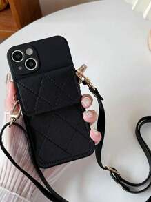 菱形图案斜挎包手机壳 + 卡夹腕带，适用于 16/16 Pro/16 Plus/16 Pro Max / 15 Pro Max，适用于 13/14/P11/P12/XS/XR/7/8、A50/A12/A32/A52/A72/A51/A21S/A13/A14/S22 Ultra/S23、Redmi 11/12 Pro/12/12X/Note 11/9A/9C、POCO X3 NFC、Redmi 10/9/Note 9/12C/Note 11 Pro、Redmi 10C/Note 8 Pro，防震保护套防水防摔防刮