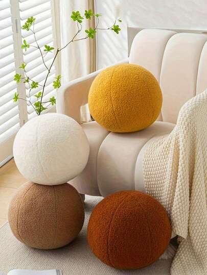 1个11.81英寸球形抱枕，北欧圆形靠垫，毛绒球形抱枕，适用于沙发、卧室