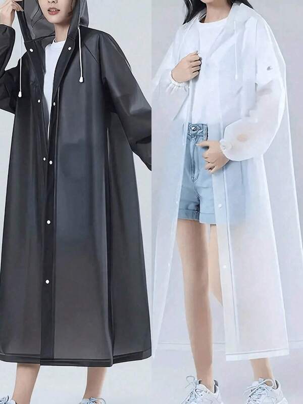 1/2pcs Long EVA Unisex Raincoat, Thickened Waterproof Rain Coat, Women Men Hooded Raincoat,Waterproof, Windproof, Quick-Dry, And Breathable - Ideal For Cycling, Hiking, And Outdoor Adventures, Back To School Supplies Summer Cooling,Beach,Travel