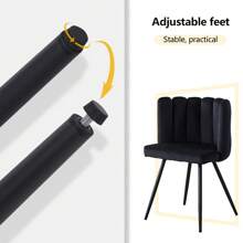 CLIPOP Esszimmerstuhl Schminktisch Stuhl aus Samt Moderner Design Sessel Blütenblattförmiger Schminkstuhl mit Armlehnen Gepolsterter Sitz Metallbeinen Rutschfesten Fußpads Makeup-Stuhl Polsterstuhl für Schminktisch Esszimmer Schlafzimme Wohnzimmer - Schwarz - Übersicht 9
