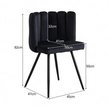 CLIPOP Esszimmerstuhl Schminktisch Stuhl aus Samt Moderner Design Sessel Blütenblattförmiger Schminkstuhl mit Armlehnen Gepolsterter Sitz Metallbeinen Rutschfesten Fußpads Makeup-Stuhl Polsterstuhl für Schminktisch Esszimmer Schlafzimme Wohnzimmer - Schwarz - Übersicht 10