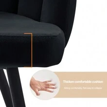 CLIPOP Esszimmerstuhl Schminktisch Stuhl aus Samt Moderner Design Sessel Blütenblattförmiger Schminkstuhl mit Armlehnen Gepolsterter Sitz Metallbeinen Rutschfesten Fußpads Makeup-Stuhl Polsterstuhl für Schminktisch Esszimmer Schlafzimme Wohnzimmer - Schwarz - Übersicht 7