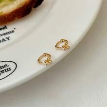 1 对时尚甜美蝴蝶结装饰耳环，适合女性约会和日常佩戴，小巧可爱的情人节、妈妈、母亲、母亲节、礼物 - 金色 - 查看 4