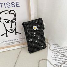 Rhinestone Chain Shoulder Crossbody Bag, Fashion Personalized Phone Pouch - Multicolor - View 10