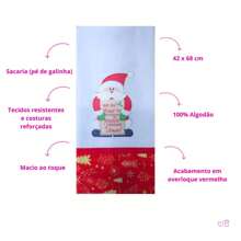 Christmas Patchwork Embroidered Dishcloth 100% Cotton Sack Kit With 4 Pieces - Red and White - View 3