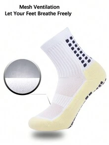 FLSHMCEN 4 双男式足球袜防滑防滑抓地垫适用于足球篮球运动抓地袜 - 白色 - 查看 5