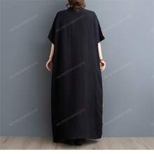 Tops, 2025 Summer New V-Neck Loose Short Sleeve Color Matching Dress, Women's Plus-Size Casual Holiday Everyday Dress