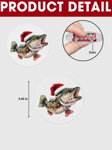 带鱼饵的渔具盒钓鱼圣诞树装饰亚克力装饰，渔夫装饰，爸爸钓鱼装饰，钓鱼爱好者的个性化礼物，圣诞装饰