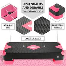 ACTIVE FOREVER Steppers For Exercise , Aerobic Step Board And Height Adjustable, Non-Slip Fitness Stepper Equipment For Exercise Workout Home Office - 68cm-Dua-Lapisan-Merah - View 2