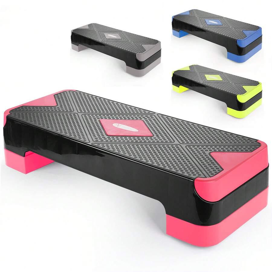ACTIVE FOREVER Steppers For Exercise , Aerobic Step Board And Height Adjustable, Non-Slip Fitness Stepper Equipment For Exercise Workout Home Office - 68cm-Dua-Lapisan-Merah - View 1