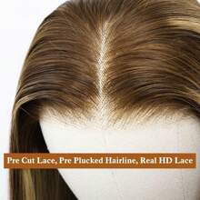 Glueless Wig Wear And Go Highlight Ombre Straight Human Hair Pre Plucked Pre Cut For Beginners 5x5 HD Transparent 4/27 Lace Frontal Wigs 200% Density Colored Human Hair Wigs For Women 34 Inch