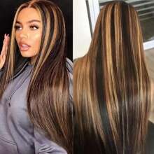 Glueless Wig Wear And Go Highlight Ombre Straight Human Hair Pre Plucked Pre Cut For Beginners 5x5 HD Transparent 4/27 Lace Frontal Wigs 200% Density Colored Human Hair Wigs For Women 34 Inch
