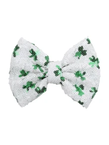 Kẹp tóc nơ vàng kim loại 5 inch (12,7cm) cho Giáng sinh, có thêu, chấm bi, cỏ ba lá, phù hợp cho bé gái - Nhiều màu - Xem 16