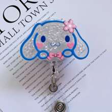 Sanrio 1pc Sparkling KT Cat Rabbit Cartoon Character Retractable Worker Plate Reel - Doctor/Nurse/Teacher Worker Plate