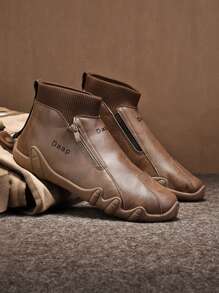 高帮休闲靴，高帮时尚潮流皮鞋，秋冬百搭英伦风