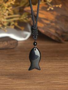 1 件/天然石鱼吊坠手工制作时尚个性吊坠项链，圣诞节节日派对送朋友的最佳礼物 - 魚形 - 查看 24