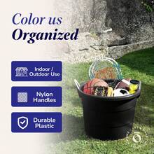 18 Gallon Plastic Utility Storage Bucket Tub W/ Rope Handles, Black, 6 Pack - Black - View 5