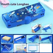 1 件多功能 3 层双面大容量学校用品收纳铅笔盒，配有剪刀、笔刀、尺子、橡皮擦、日程表、干擦记号笔 回到学校，回到学校，学校用品，铅笔袋，书包 - 雙面剪刀款文具盒 - 查看 16