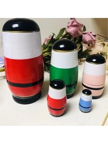 Bộ 5 búp bê Nga, búp bê Kẹp hạt dẻ, đồ chơi xếp chồng bằng gỗ, đồ sưu tầm trang trí nhà cửa, quà tặng sinh nhật và ngày lễ cho gia đình và bạn bè, đồ trang trí Giáng sinh - Nhiều màu - Xem 3