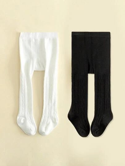 2pcs White Children Pantyhose, New Autumn Winter Girls Solid Color Stockings, Fashionable Versatile Student Stirrup Tights, Korean Princess Style