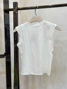 Women's Fly Line T-Shirt Pure Cotton Summer New Style Sleeveless - 白色 - 查看 2
