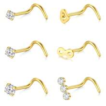 CIZME 20g Nhẫn mũi đinh tán hình chữ L Nostrial xỏ khuyên trang sức cơ thể Đinh tán mũi hình chữ L 1,5mm 2mm 2,5mm 3mm Đinh tán mũi CZ vít nhẫn cho phụ nữ - Khuyên mũi - Xem 10