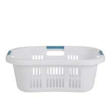 2.1-Bushel Small Hip-Hugger Plastic Laundry Basket, White (3-Pack) - 白色 - 查看 3