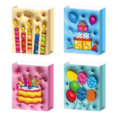 1 conjunto (12 unidades/pacote, 3 unidades por design) sacolas para presentes de Natal, sacolas para presentes de Natal reutilizáveis, sacolas para presentes de papel com alças e estampas de Natal, sacolas para presentes de Natal, sacolas para presentes de feriado, sacolas para presentes de Natal, sacolas para lembrancinhas