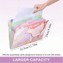 Stylish Funky File Organizer With 5 Pockets And 16 Labels, Natural Marble Expanding File Folder, Make Your Study, Life And Work Be Different - 8 Patterns Optional Back To School,Back To School,School Supplies