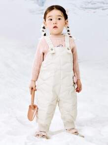 mini bala Boys' & Girls' Warm Down Overalls 2024 Fall/Winter Collection - Khaki - View 1