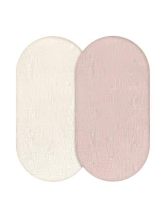 GLLQUEN BABY Mousseline baby wieglakens (2-pack), verschoningsmatje, ovaal babybedje, rechthoekige inlegkruisjes, Oeko-Tex gecertificeerd