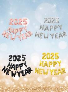 16pcs/Set 16 Inch Happy New Year 2025 Foil Balloons, Suitable For New Year, Christmas Party Decoration, Home Decor, Shopping Mall Celebration, Holiday Party Supplies, Various Colors Available - Multicolor - View 5